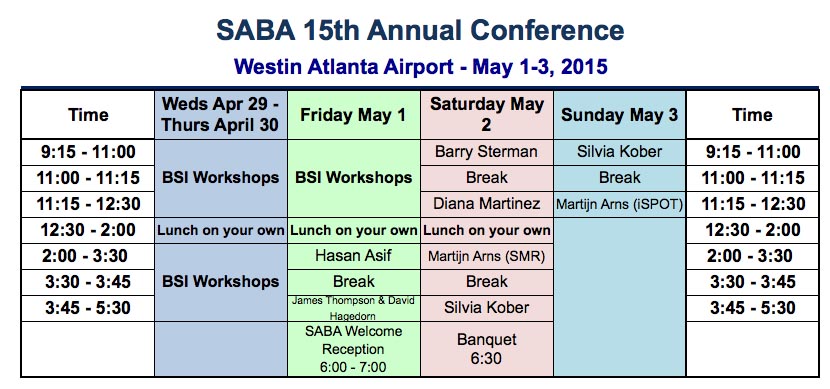 SABA 2015 Schedule